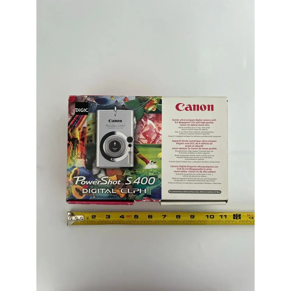 Canon PowerShot S400 Digital Elph Camera - Silver Extras UNTESTED Parts Only